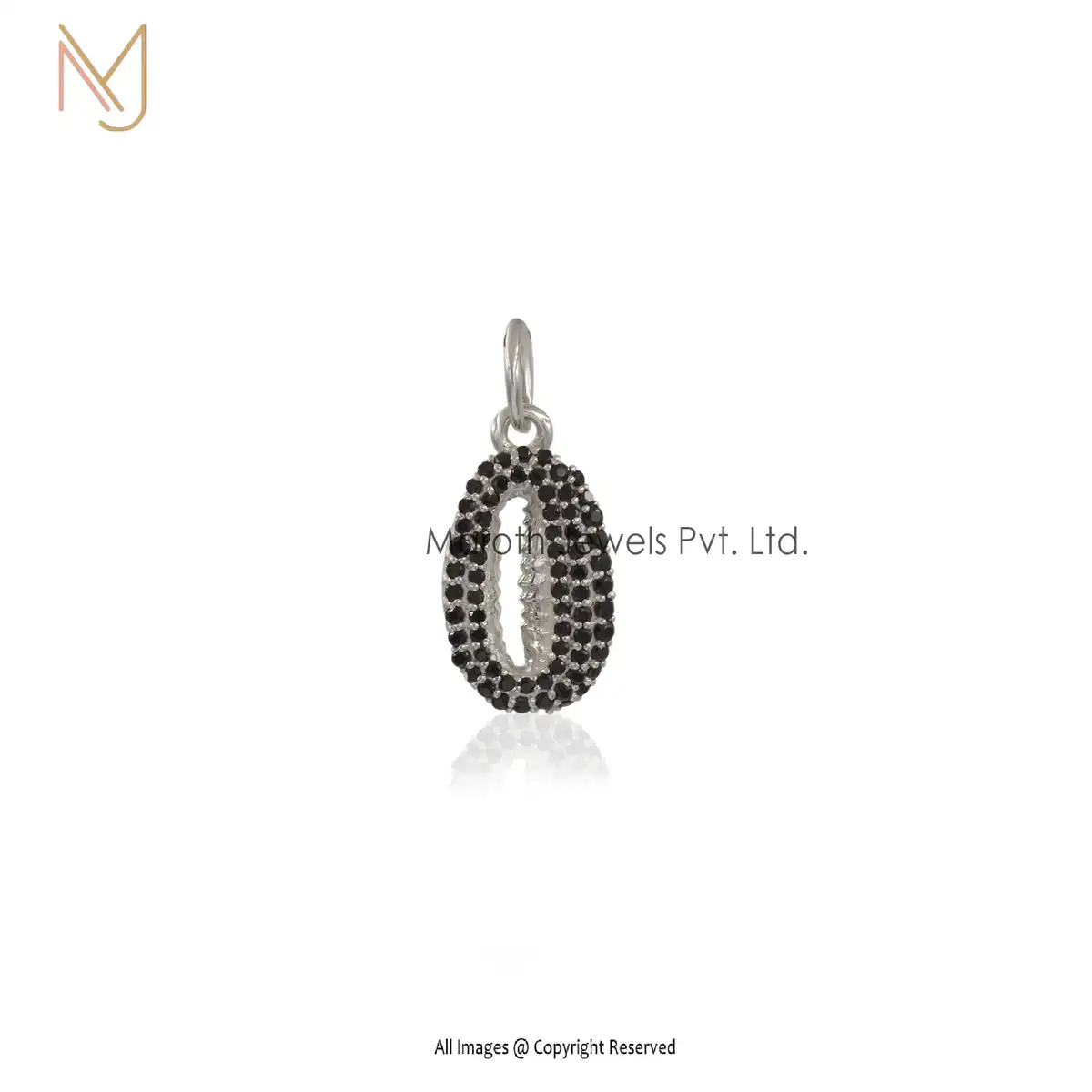 Wholesale 925 Silver Natural Silver Black Onyx Cowrie Shell Pendant Jewelry