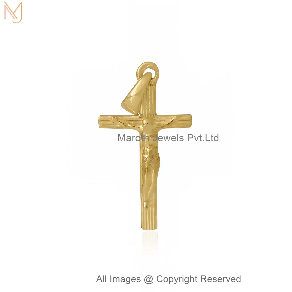 14K Yellow Gold Jesus Christ Crucifix Pendant Custom Jewelry