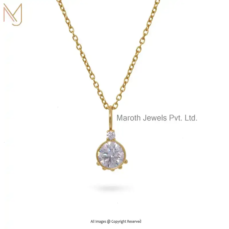 925 Silver Natural Silver Plated Moissanite & Diamond Gemstone Pendant Jewelry USA
