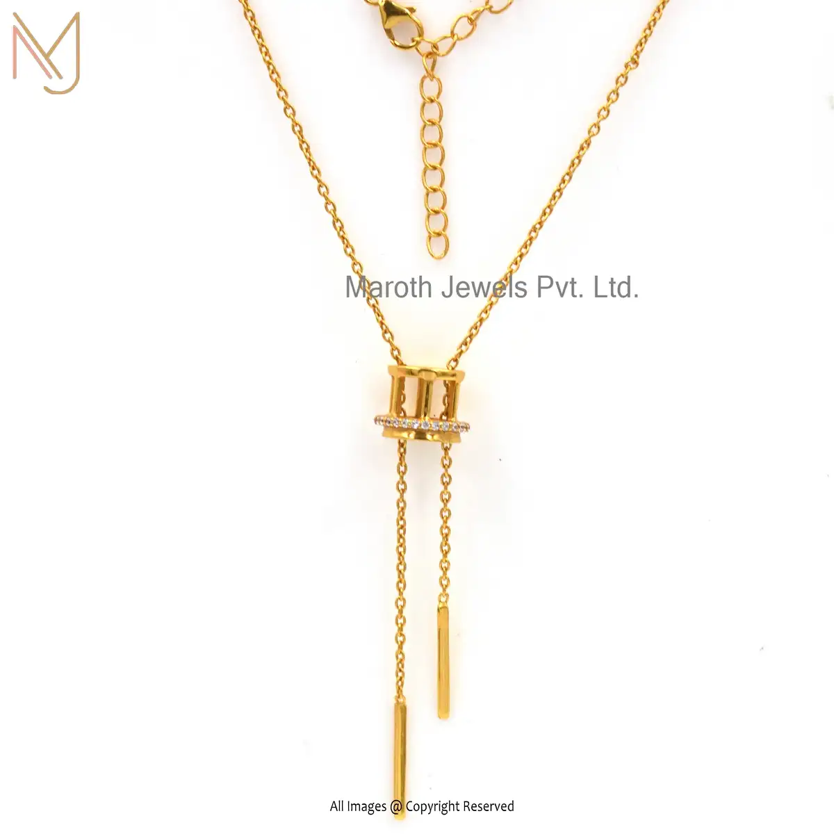 925 Silver Yellow Gold Plated CZ Necklace Jewelry Manufacturer