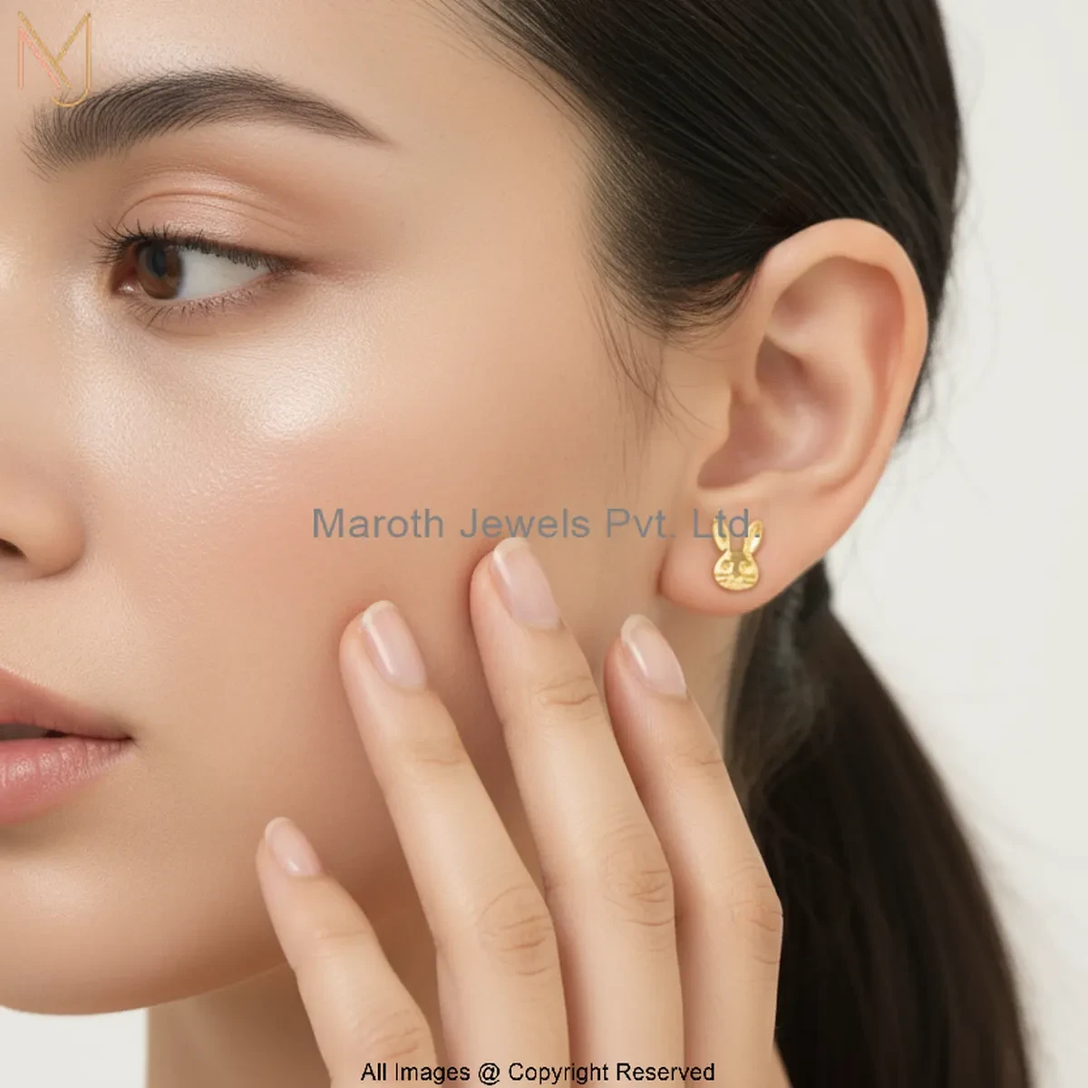 925 Silver Rose Gold Plated Bunny Stud Earring Manufacturer