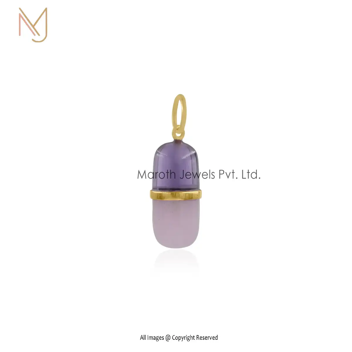 14k Gold Amethyst & Red Coarl Pendant  Manufacturer