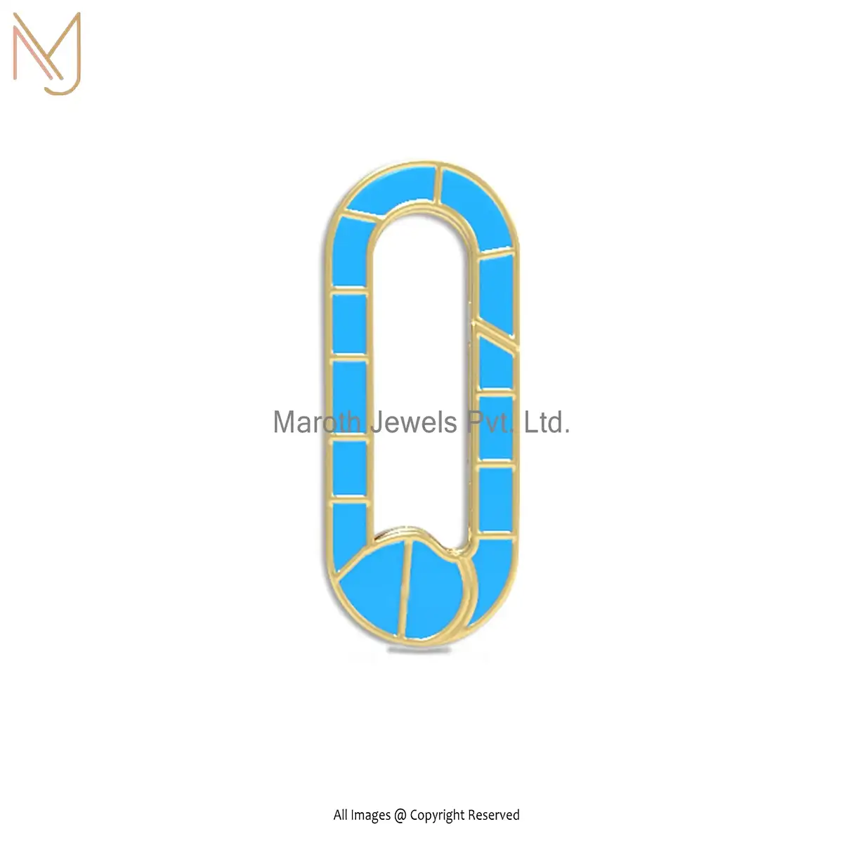 Wholesale 925 Silver Yellow Gold Plated Enamel Oval Enhancer