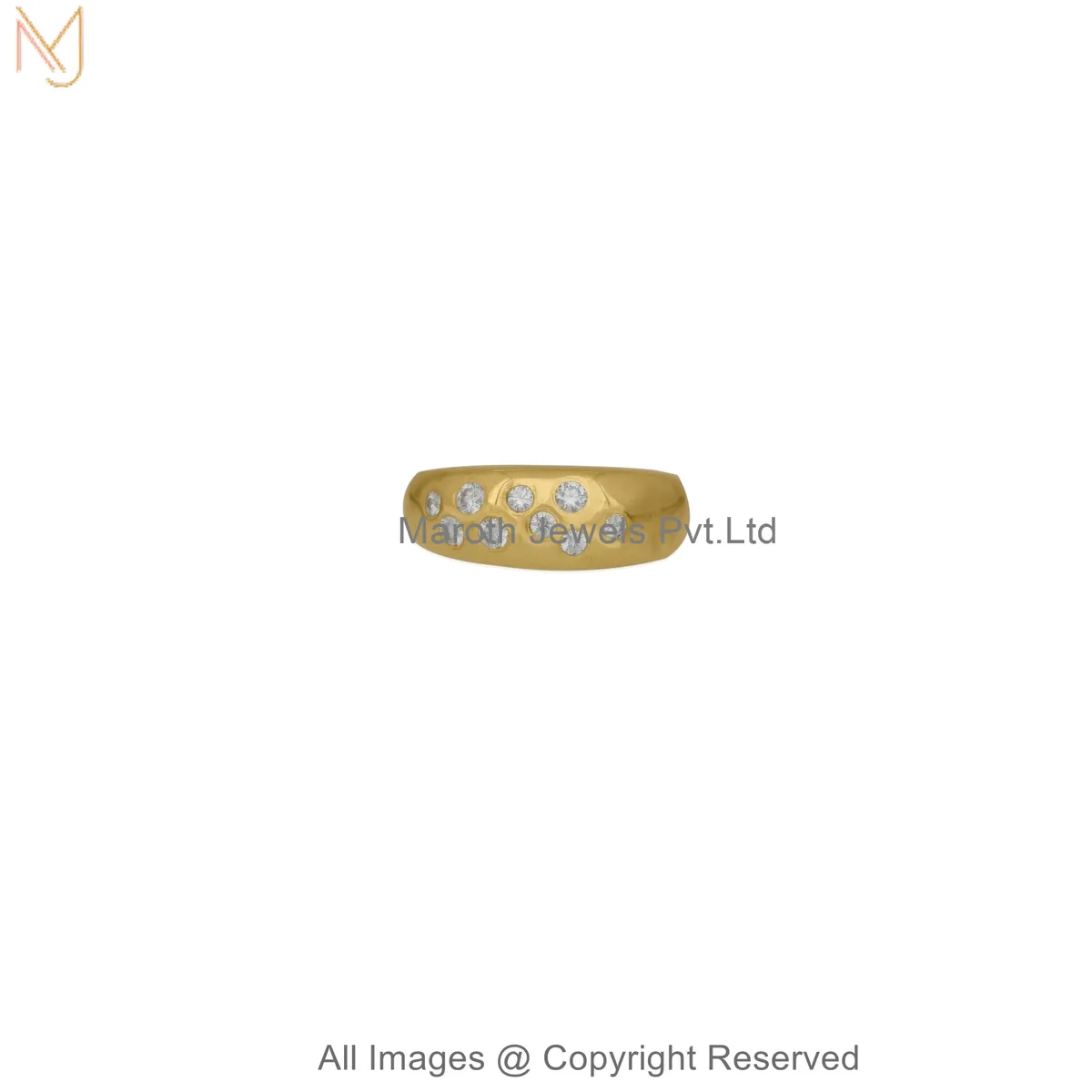 925 Sterling Silver Yellow Gold-Plated Cubic Zircon Celestial Scatter Gold Band Ring Custom Jewelry