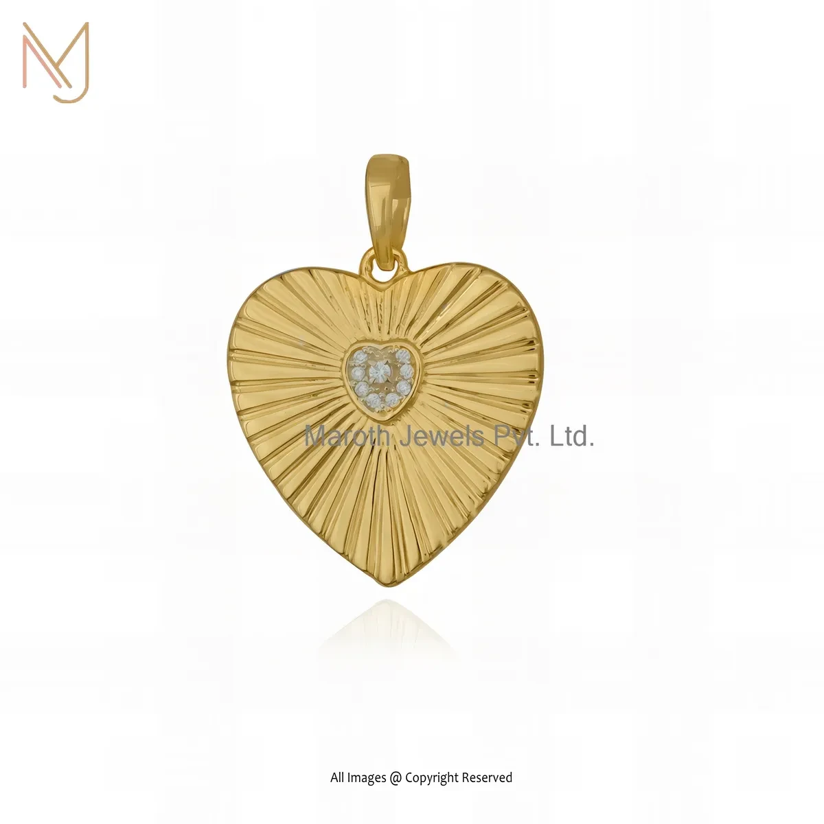 14K White Gold Moissanite Heart Pendant Jewelry Supplier