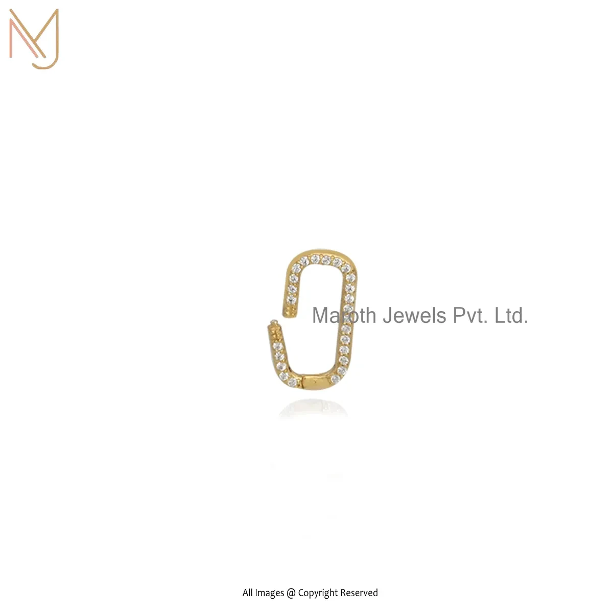Wholesale 14K Yellow Gold Oval Link Enhancer Charm Holder Jewelry
