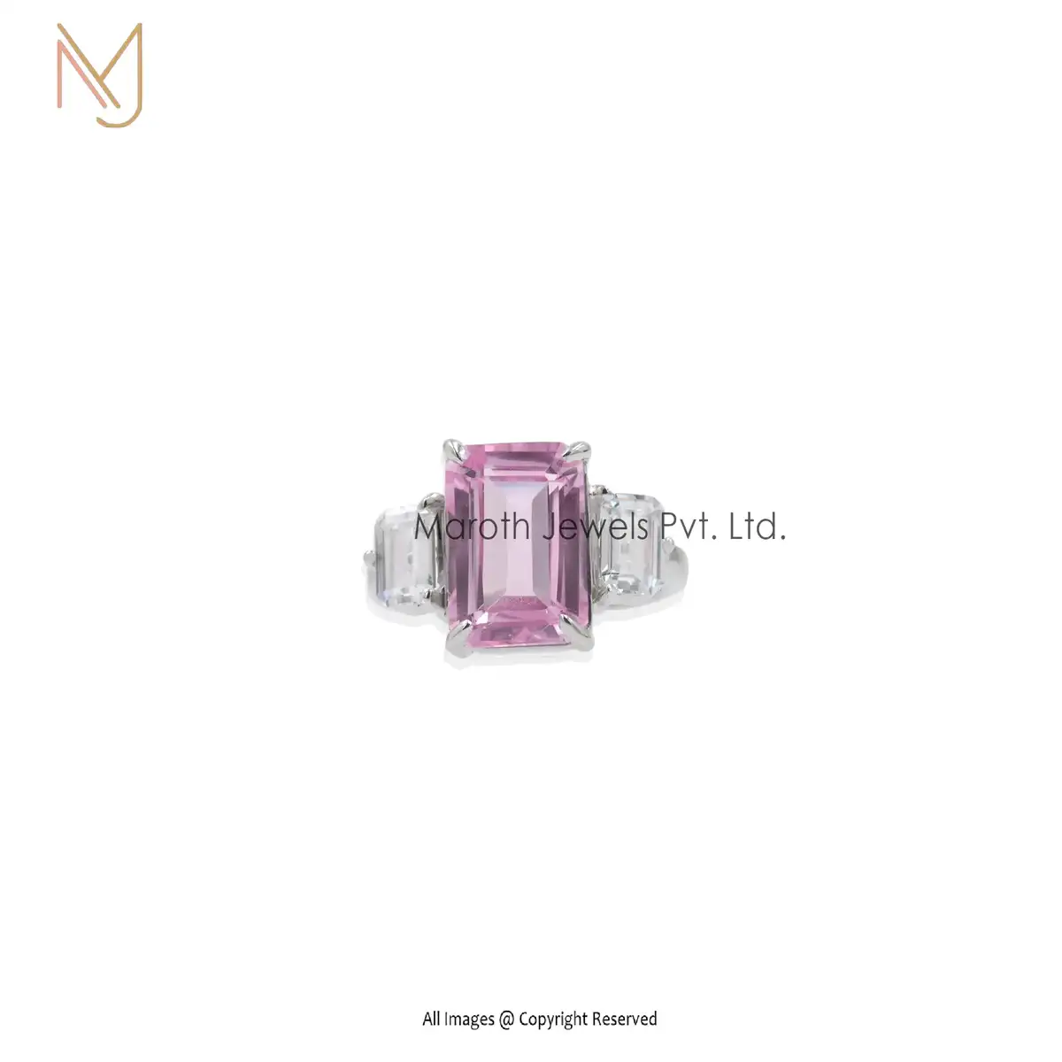 925 Silver White Gold Plated Cubic Zirconia Band Rings Manufacturer