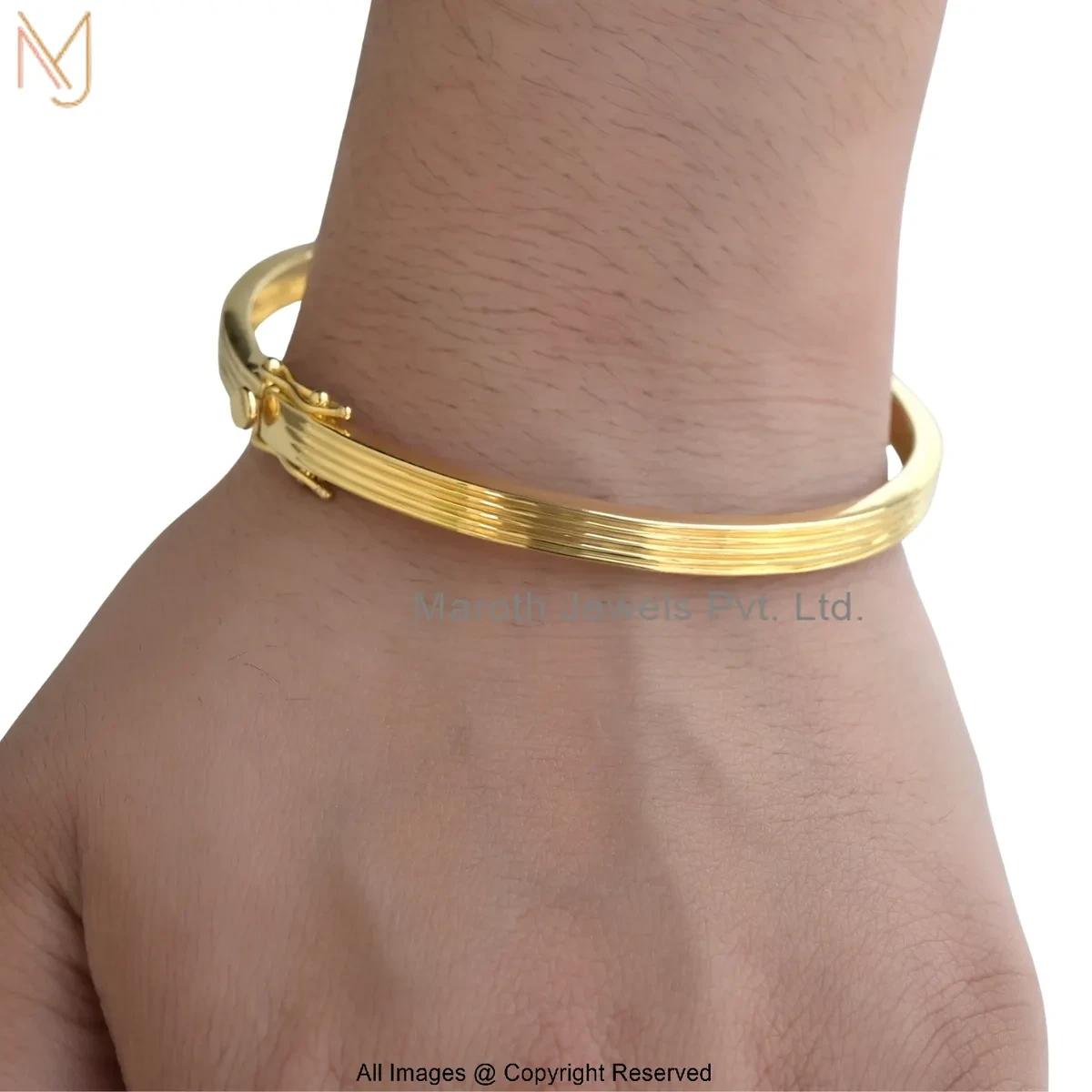 925 Silver Yellow Gold Plated Hinged Bangle Jewelry Supplier