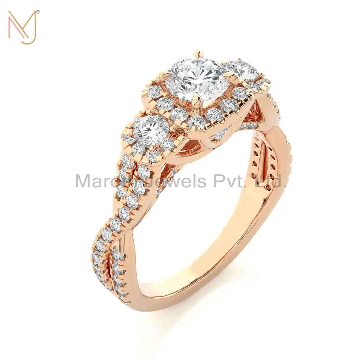 14K Yellow Gold Moissanite Diamond Round Ring Wholesale