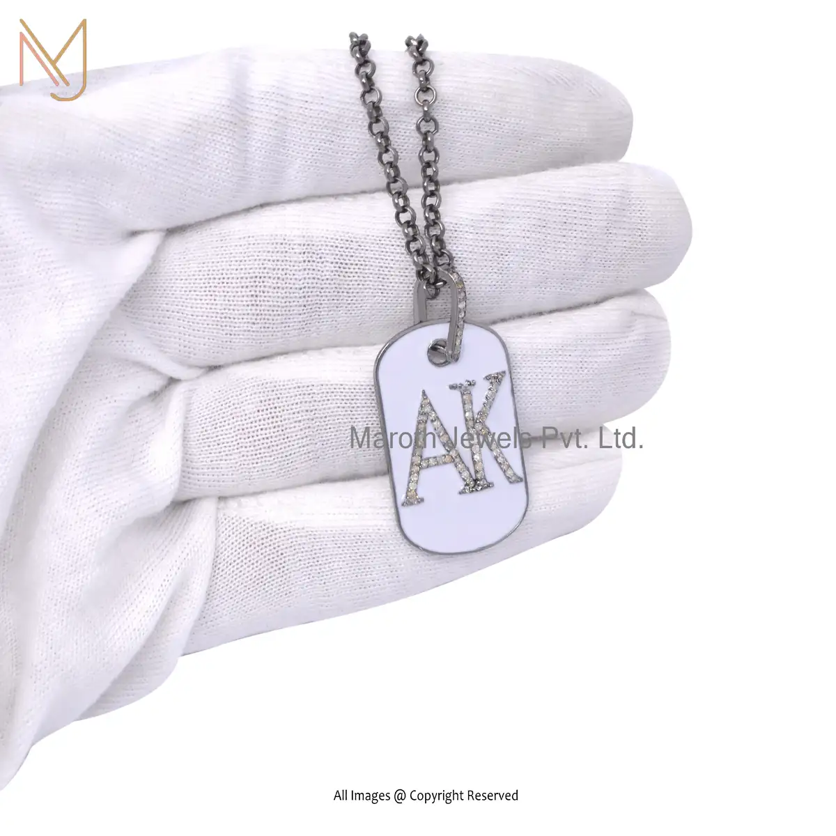 Private Lable 925 Silver Yellow Gold Plated Cubic Zircon & Alphabet Pendant Jewelry
