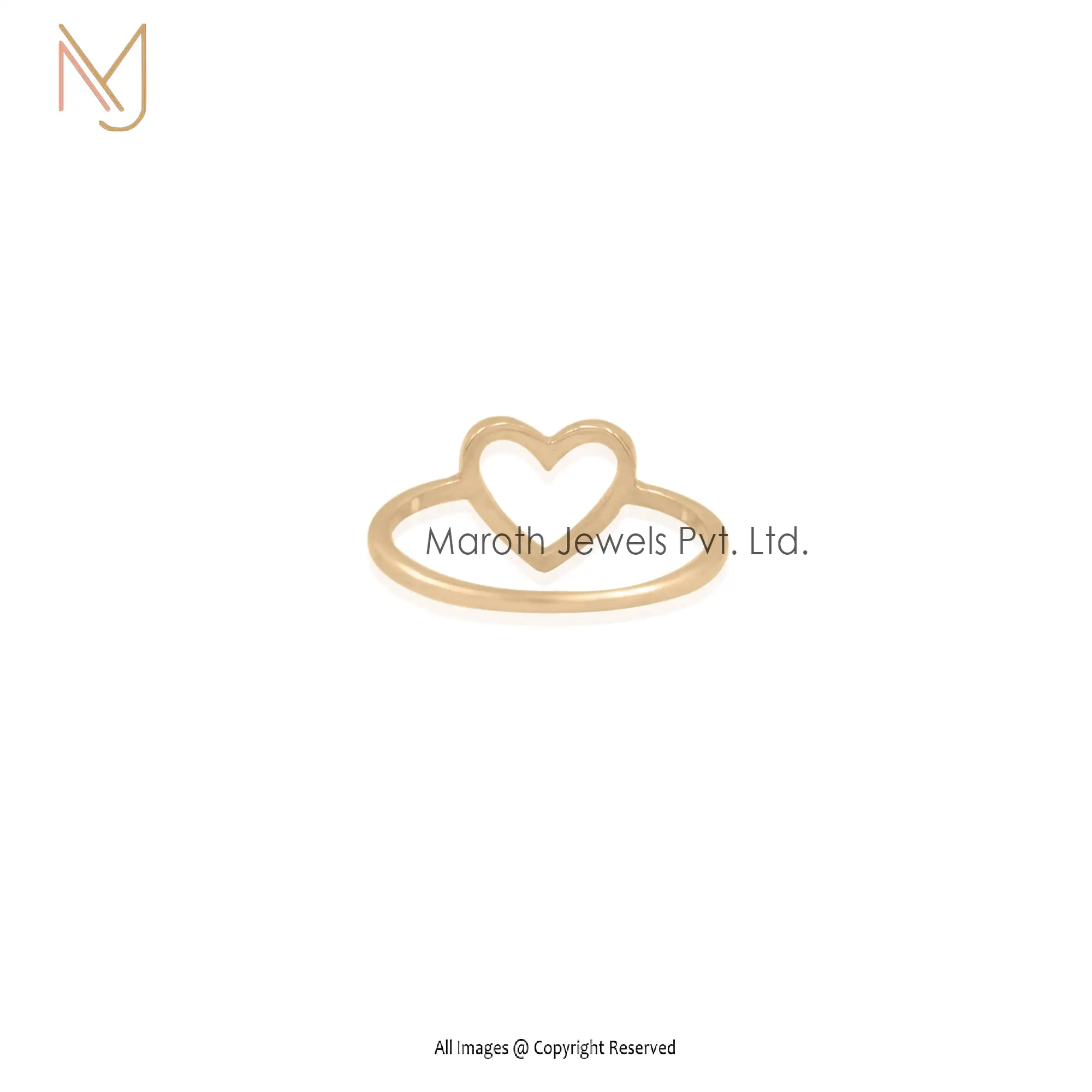 925 Natural Silver Heart Band Ring Jewelry Manufacturer