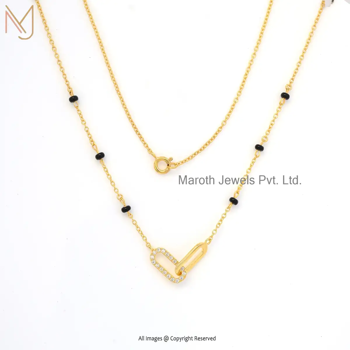 925 Silver Yellow Gold 2 Micron Plated Cubic Zircon Necklace Jewelry Manufacturer