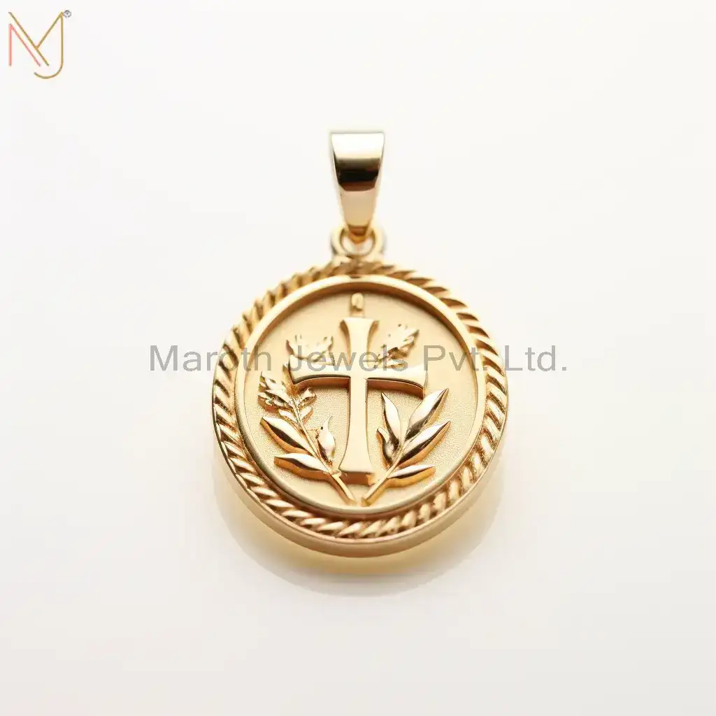 925 Sterling Silver Yellow Gold Plated Christian Spiritual Charm Pendant Jewelry Manufacturer