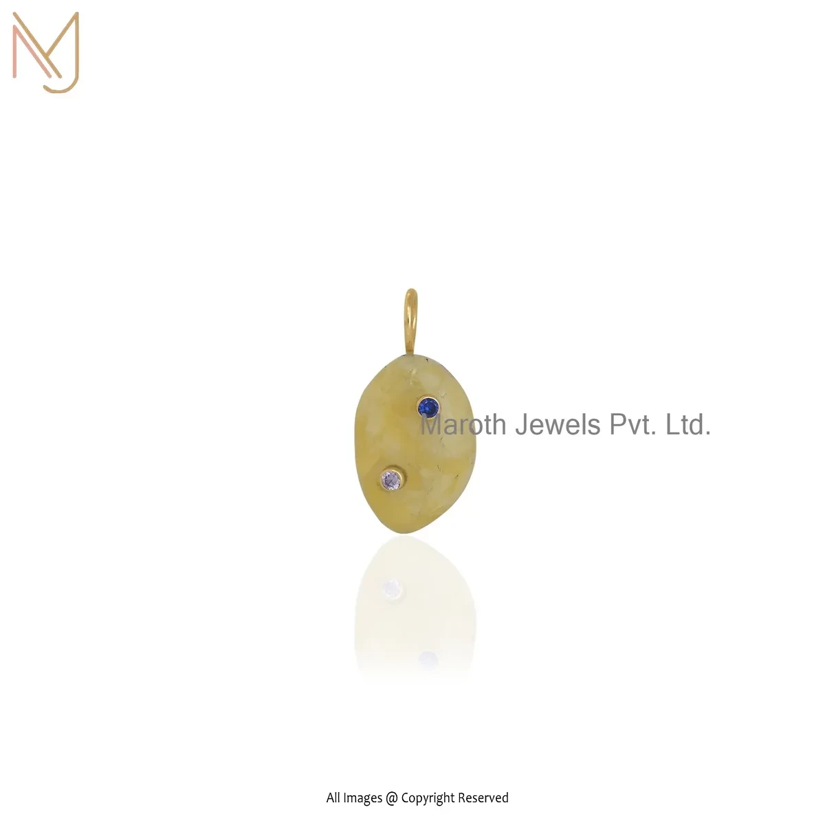 925 Silver Yellow Gold Plated Yellow Opal & Multi Gemstone Pendant Manufacturer