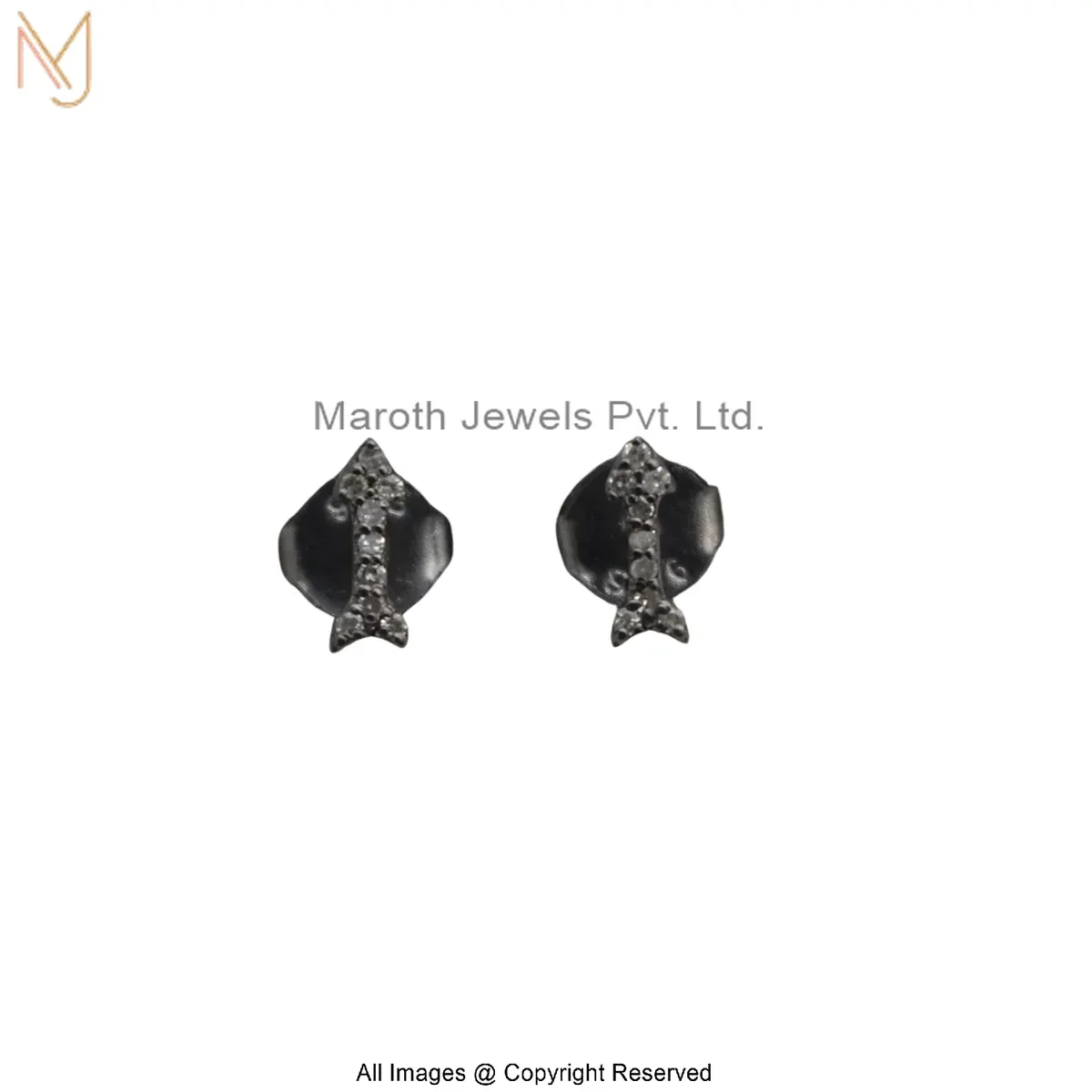 14K White Gold Pave Diamond Arrow Stud Earring Jewelry Supplier