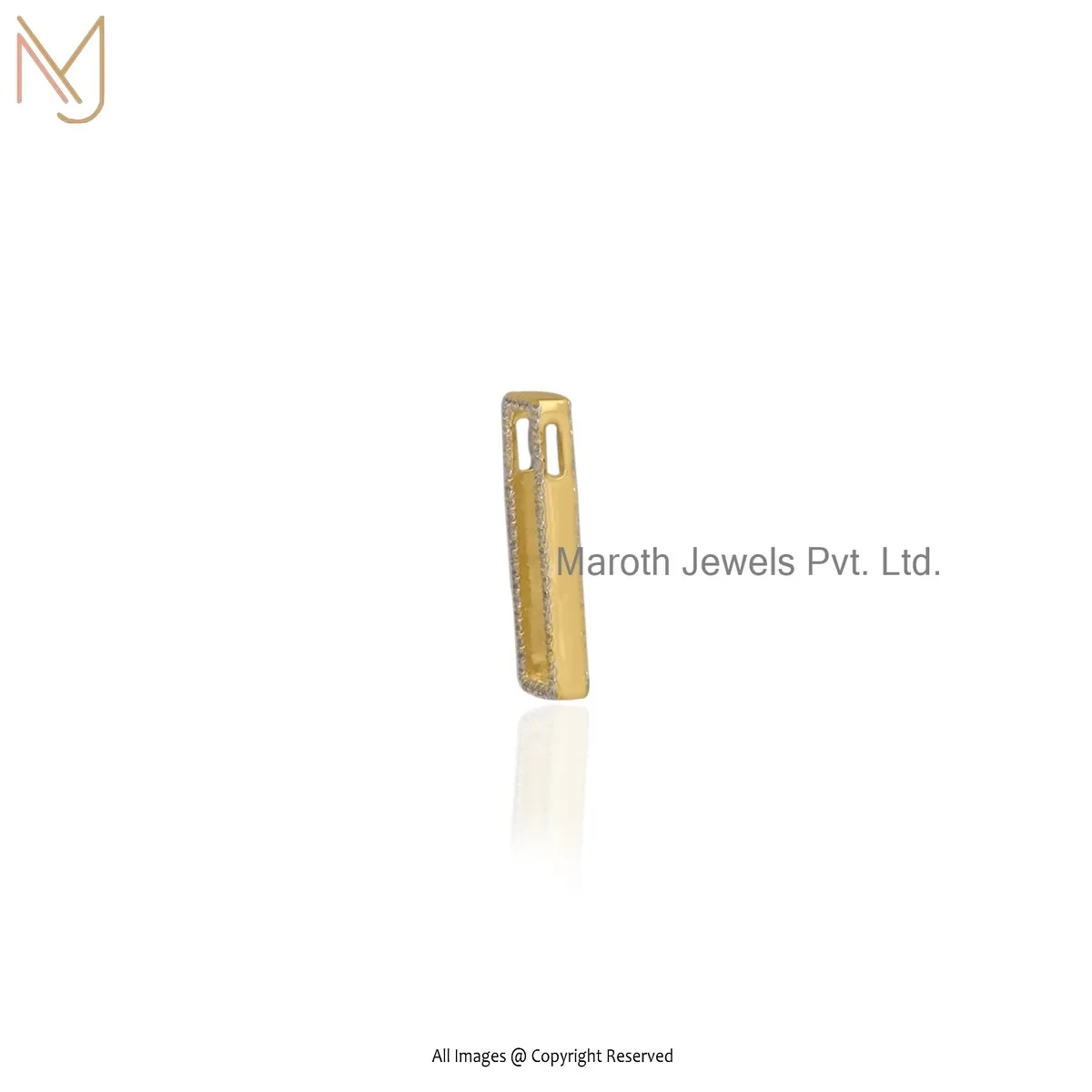 925 Silver Yellow Gold Plated Cubic Zircon Bar Pendant Manufacturer