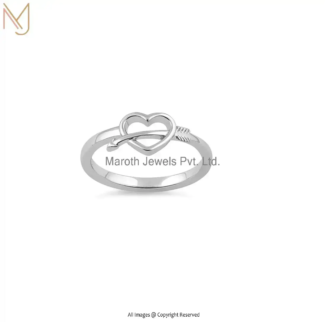 92.5 Sterling Silver Cupid's Arrow Heart Ring Manufacturer