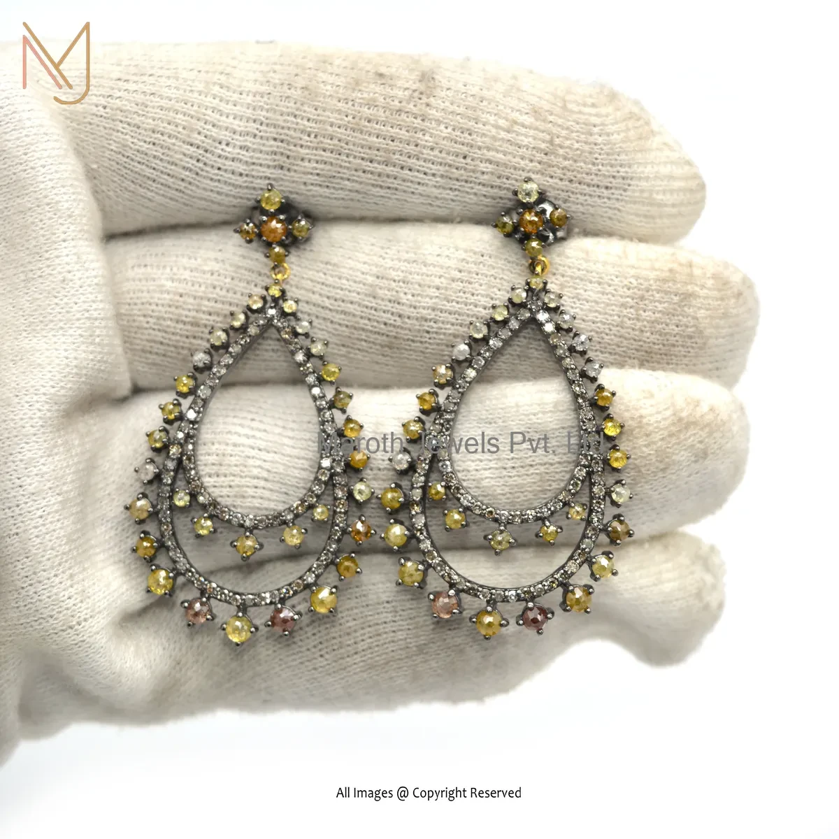 14K Yellow Gold Cubic Zircon Gemstone Drop Earring Jewelry Supplier