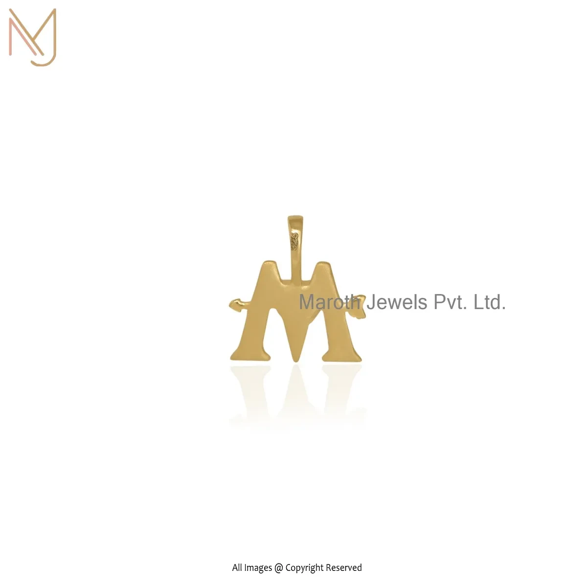 925 Silver Yellow Gold Plated M Letter Pendant Manufacturer