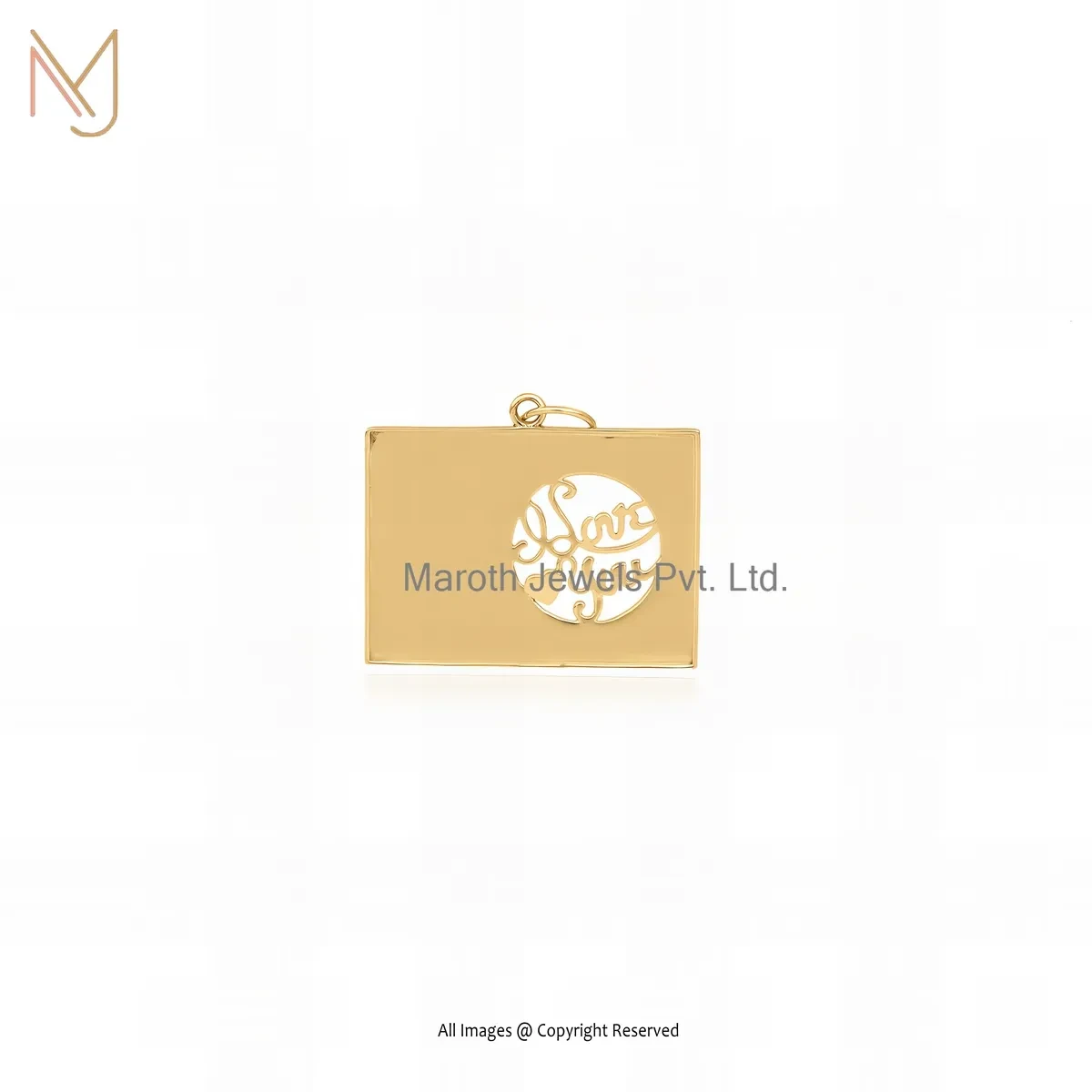 925 Silver Yellow Gold Plated Love Letter Charm Pendant Jewelry Supplier