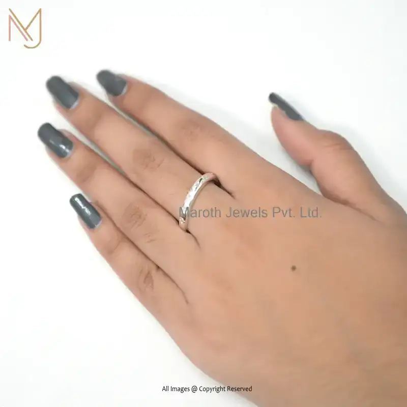 925 Silver Natural Silver Plated Diamond Star Band Ring Manufacturer