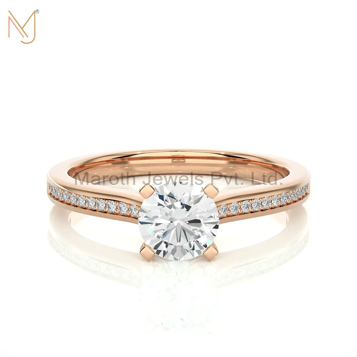 925 Silver Yellow Gold Moissanite Diamond Round Ring Wholesale