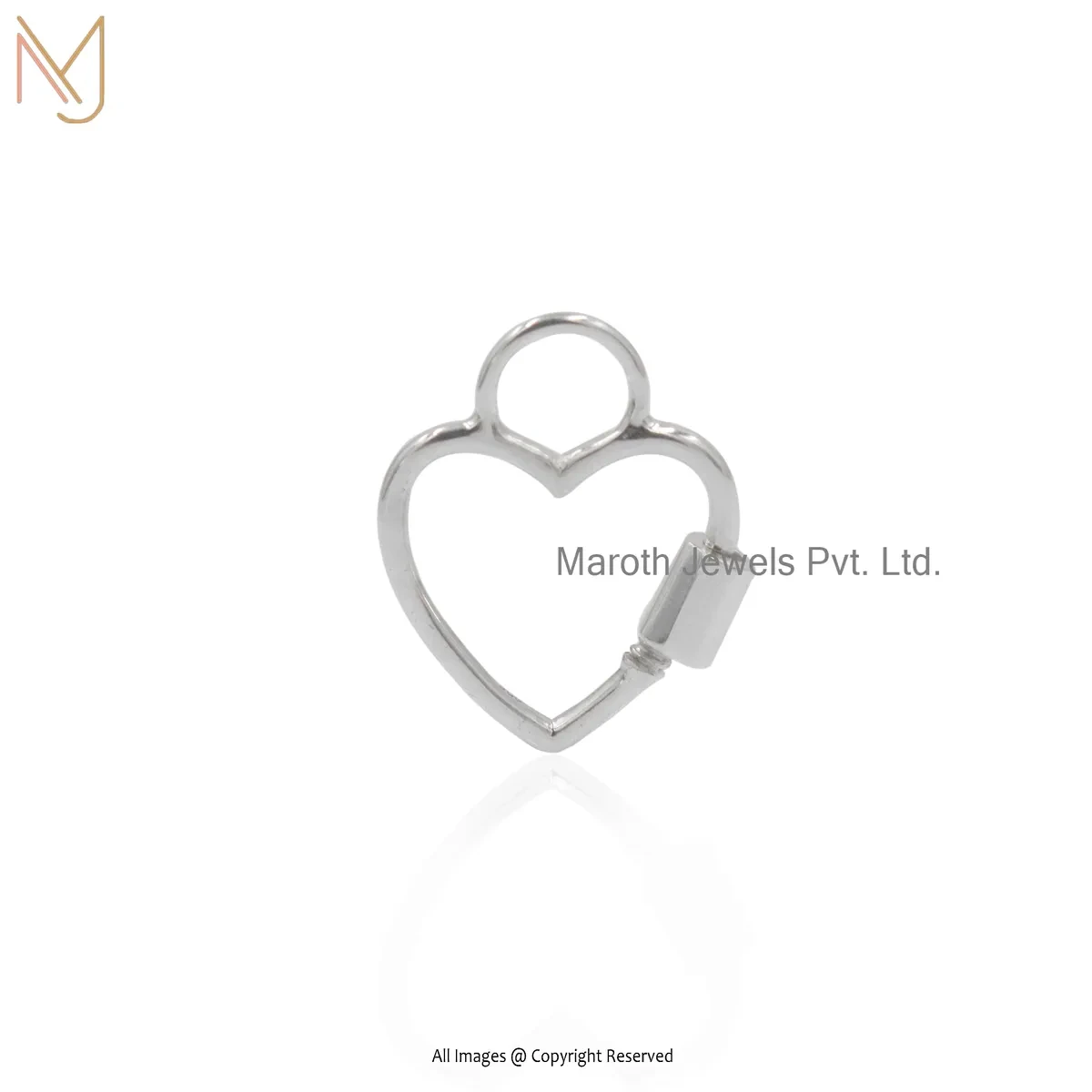 925 Silver Natural Silver Plated Heart Shape Carabiner Lock Jewelry Supplier