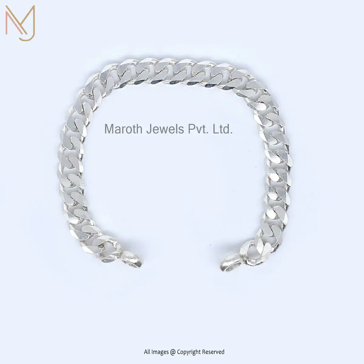 925 Sterling Silver Natural Silver Curb Chain Bracelet Jewelry Manufacturer