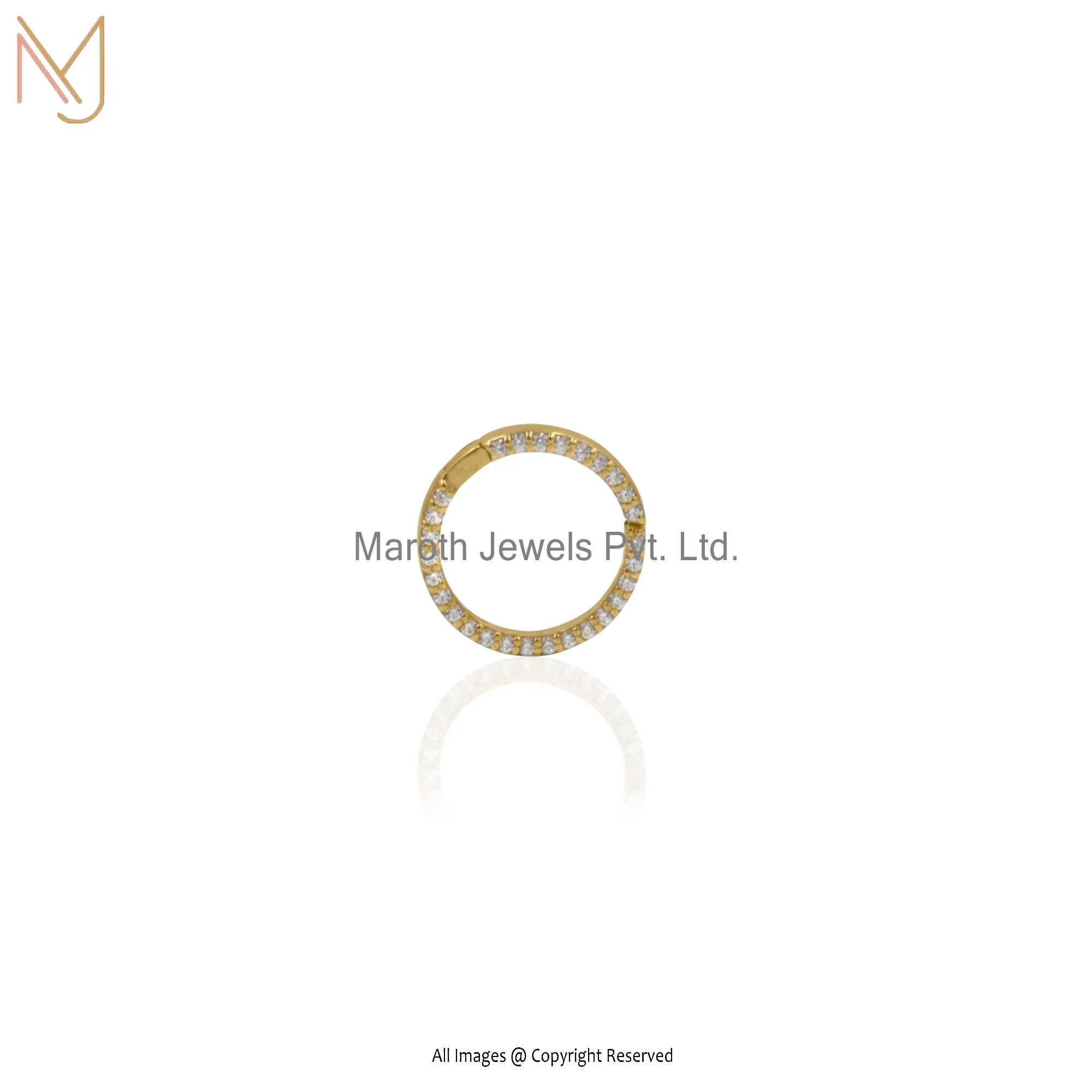 Private Label 14k yellow Gold CZ Circle Charm Holder