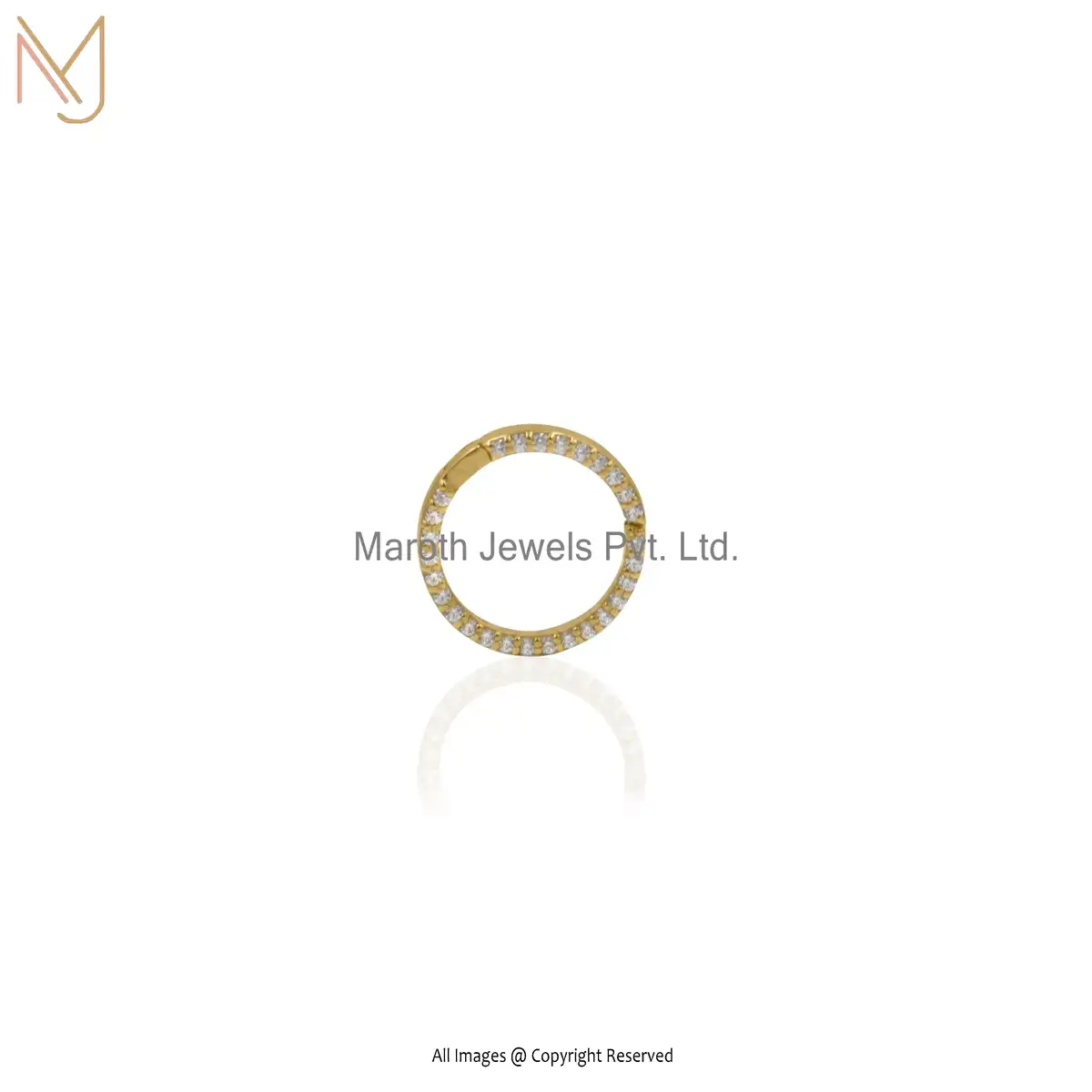 Private Label 14k yellow Gold CZ Circle Charm Holder