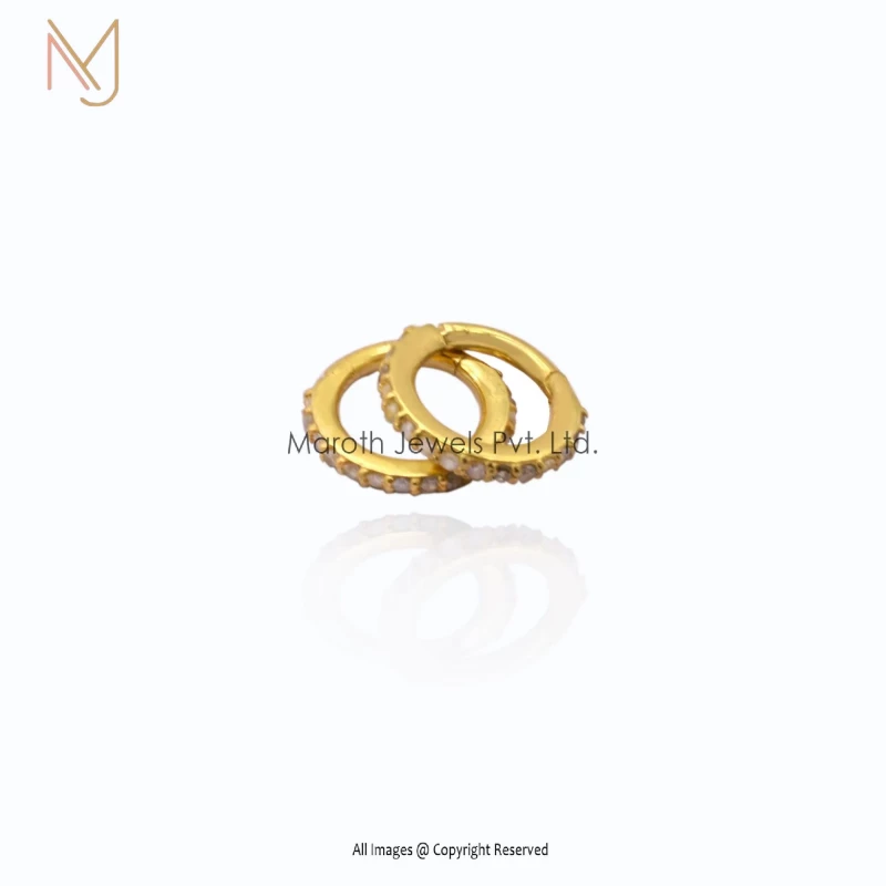 14K, 18K Yellow Gold Round Huggies Earrings Handmade Jewelry manufacturer
