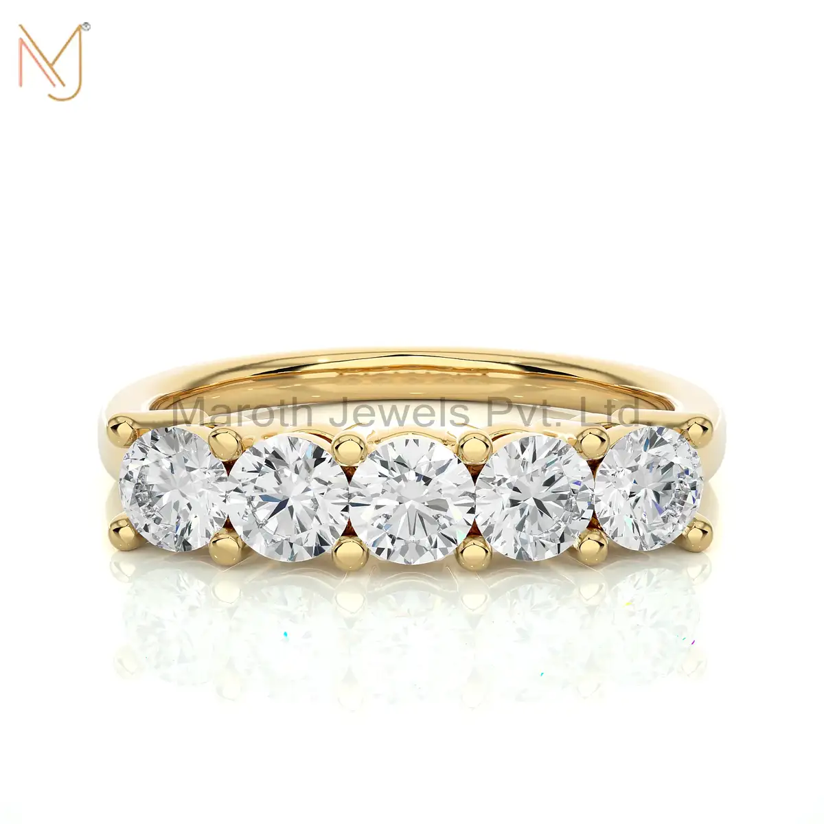14K Yellow Gold Moissanite Diamond Round Ring Manufacturer