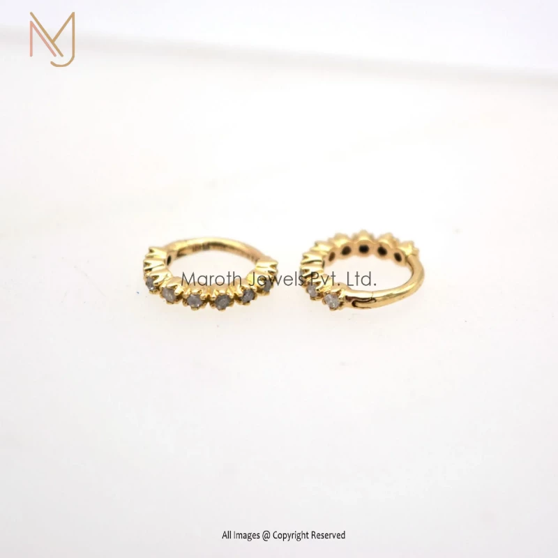 Wholesale 14K Yellow Gold Pave Diamond Huggies Earrings Woman's Jewelry
