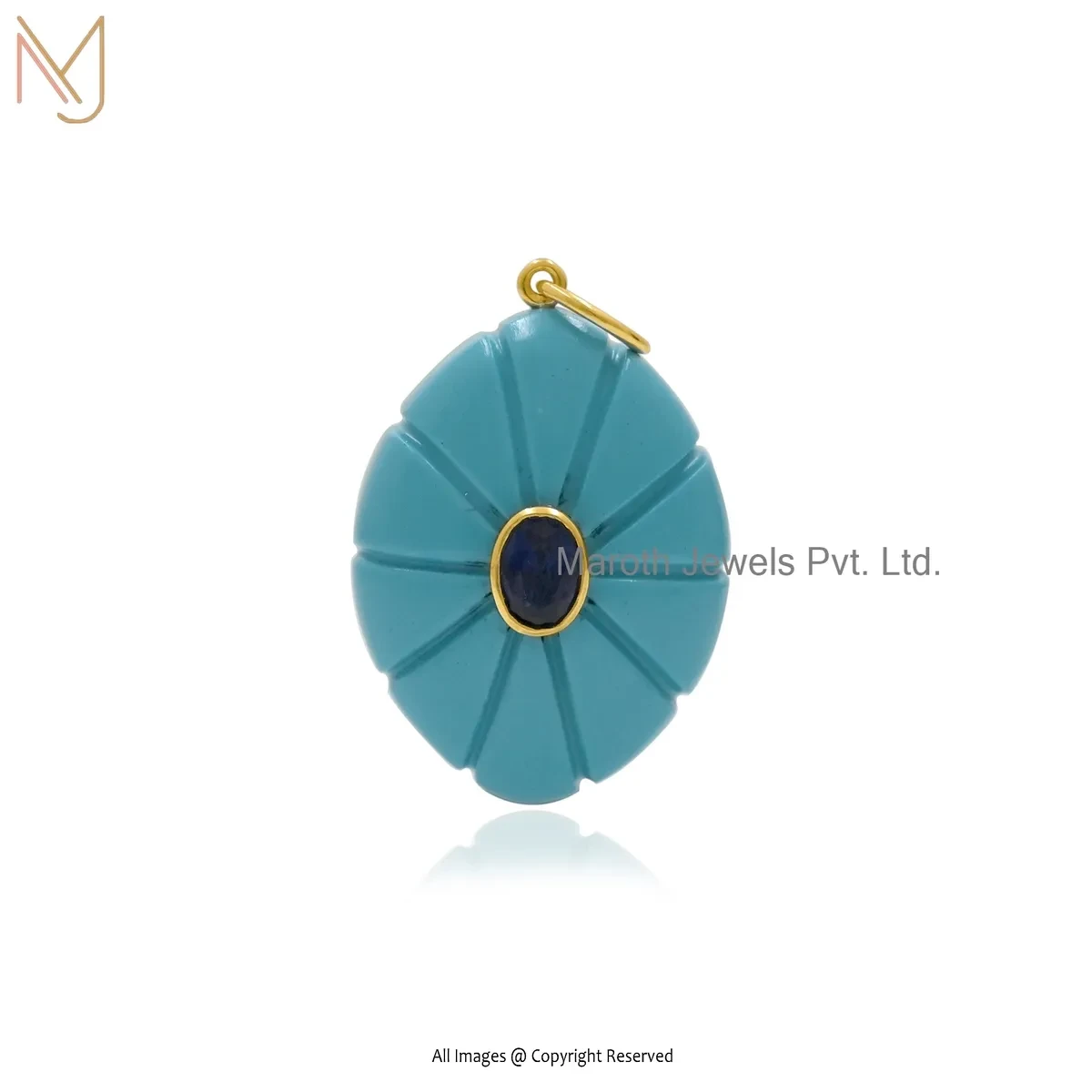 Private Lable 925 Silver Yellow Gold Plated Ruby Cubic Zircon & Black Onyx Gemstone Flower Pendant