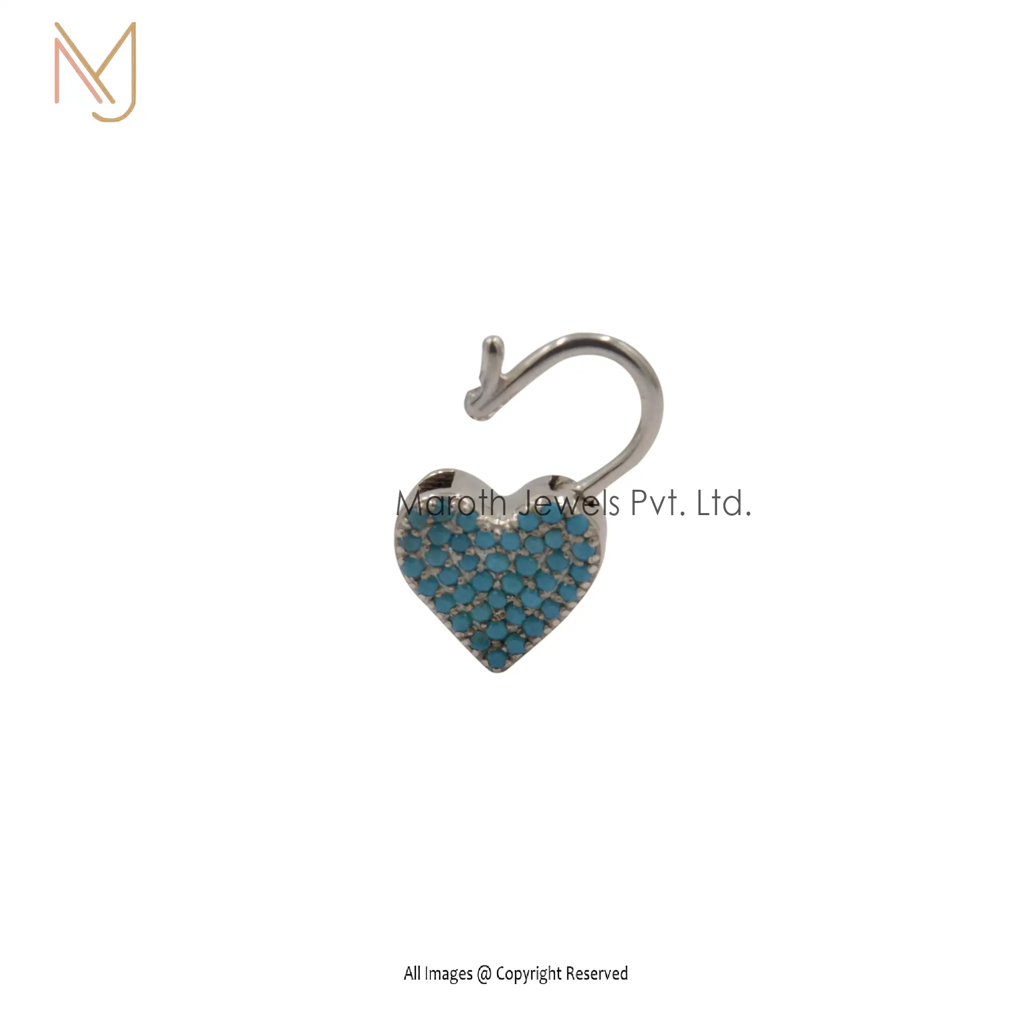925 Silver Turquoise Heart Padlock Pendant Jewelry Manufacturer