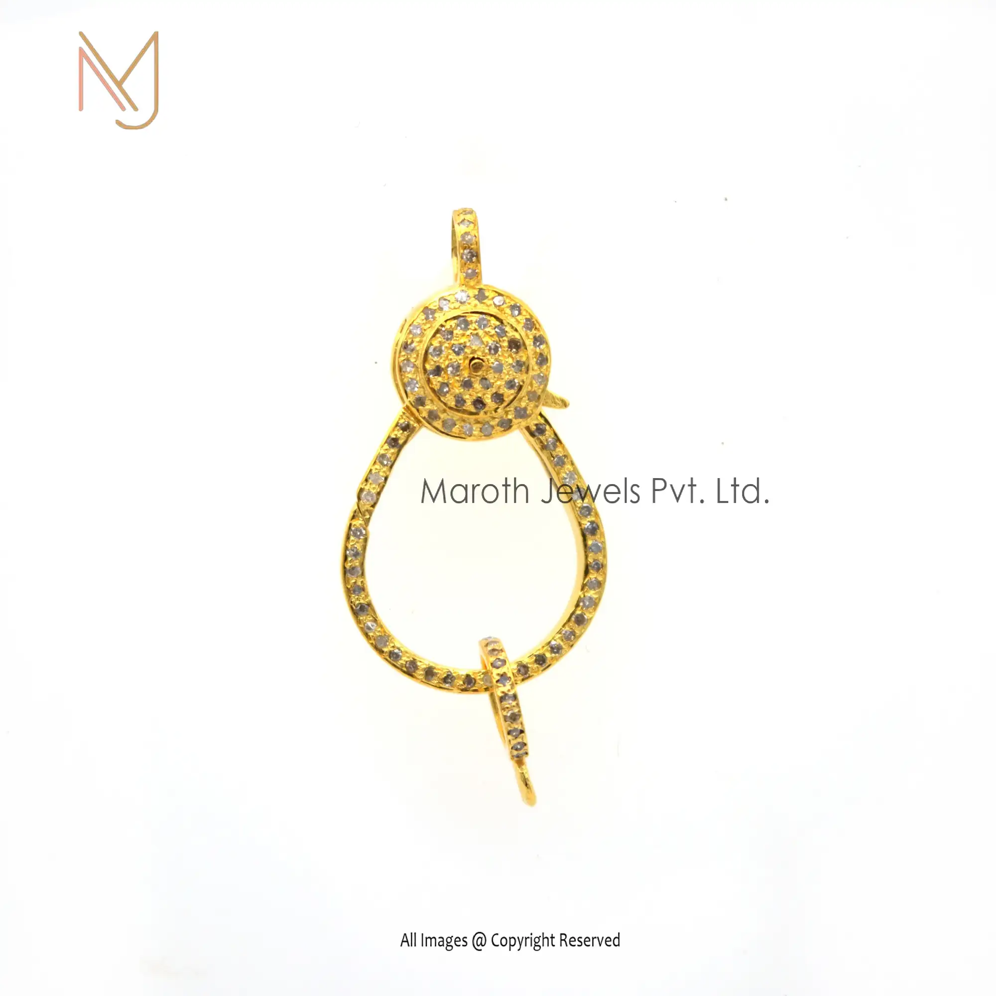 14k Yellow Gold Pave Diamond Gold Plated Lobster Clasp Finding Jewelry Wholesale