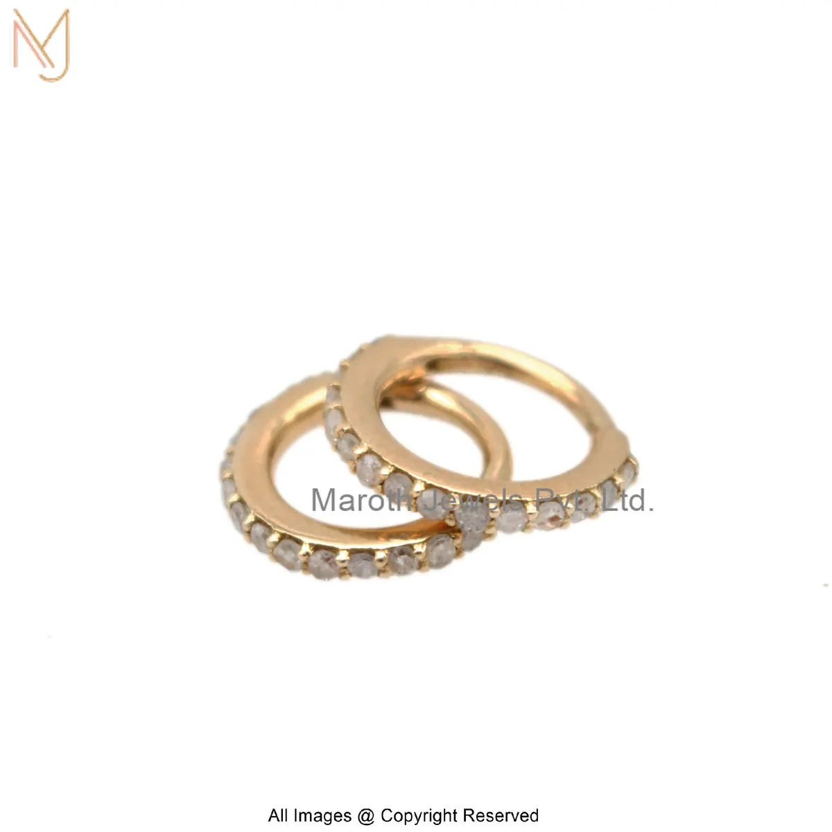 925 Silver Yellow Gold Plated Pave Diamond Cubic Zircon Huggies Earring Manufacturer