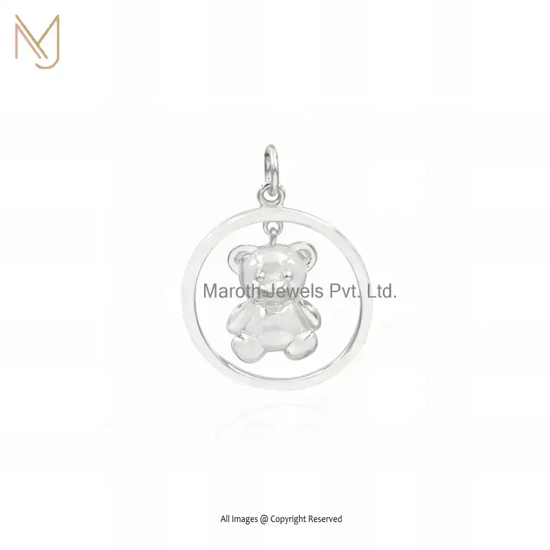 925 Silver Natural Silver Plated Teddy Bear Pendant Custom Jewelry