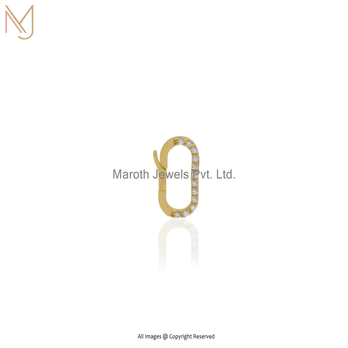14K Yellow Gold Diamond Oval Enhancer Lock Jewelry Supplier