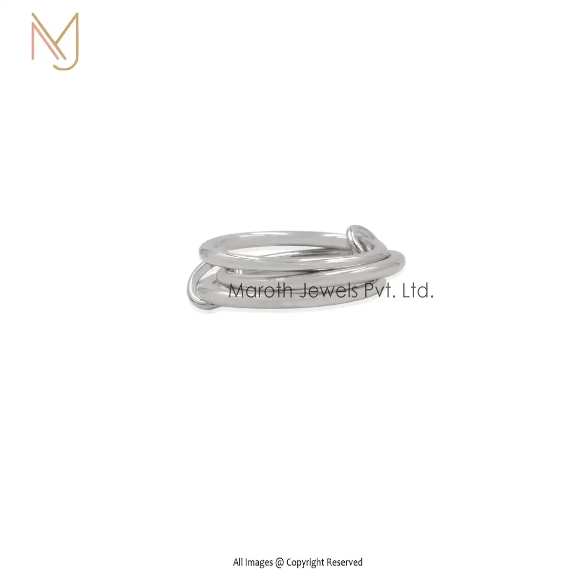 925 Silver White Gold Plated Connected Band Ring Manufacturer