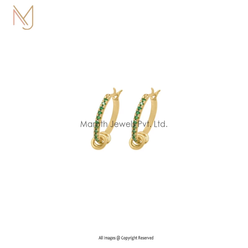 925 Silver Green CZ Stacking Hoop Huggie Earrings Manufacturer