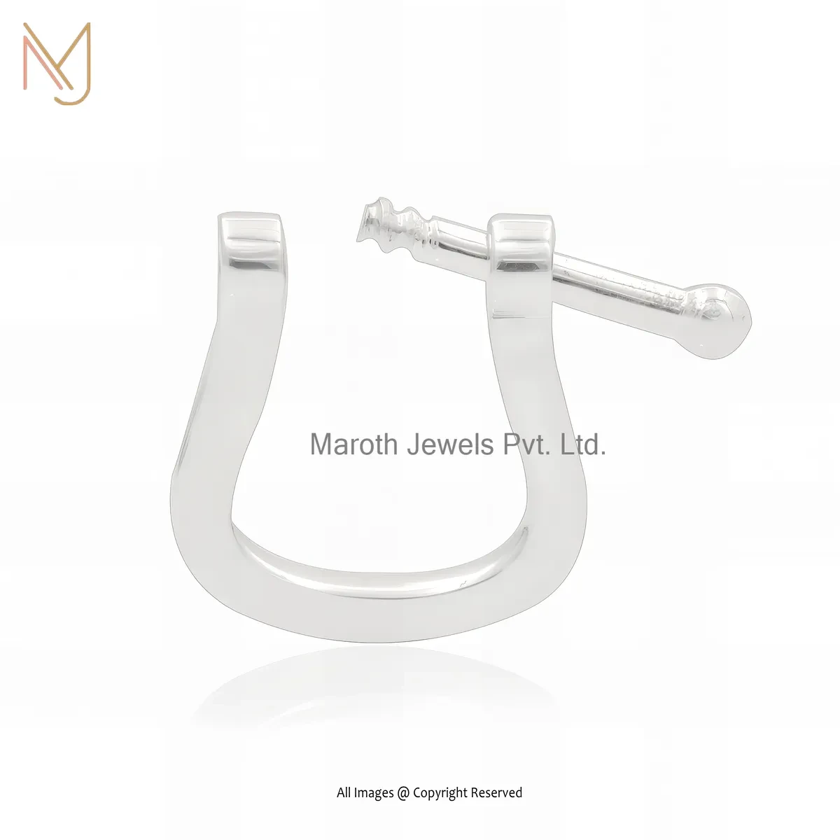 14K White Gold Shackle Lock Charm Holder Jewelry Supplier