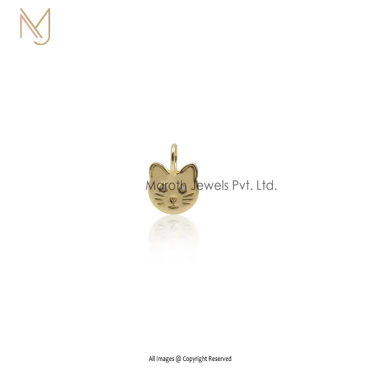 Private Lable 925 Silver Yellow Gold Diamond Cat Face Pendant Jewelry