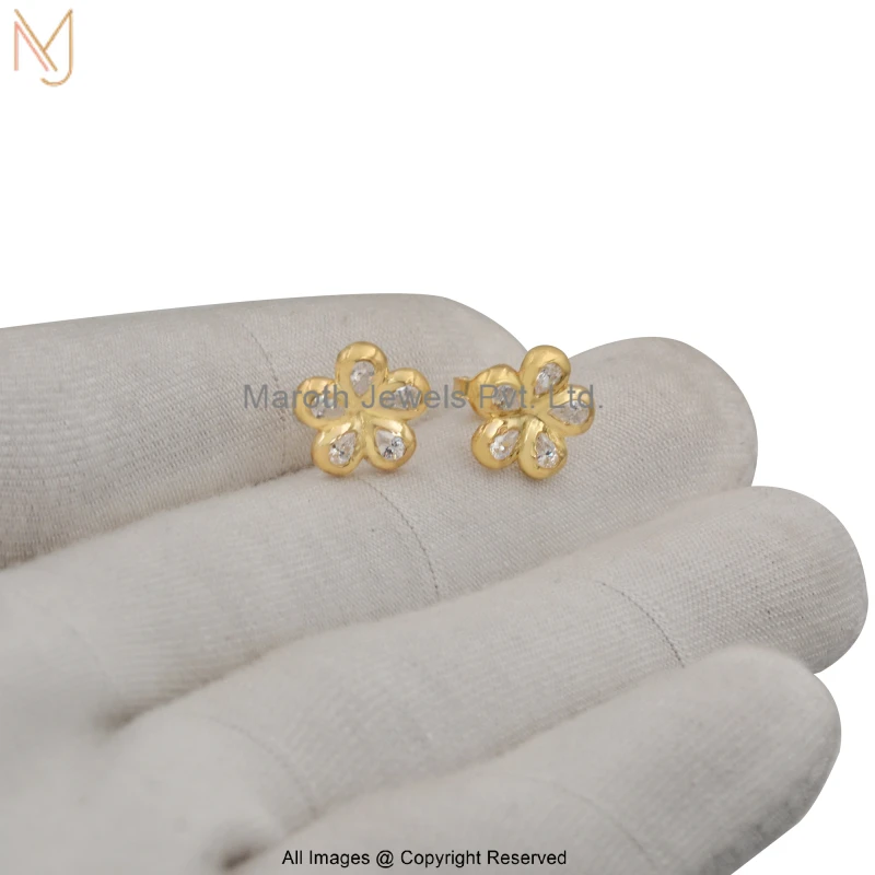 925 Silver White Gold Plated Cubic Zircon Flower-Shape Stud Earring Manufacturer