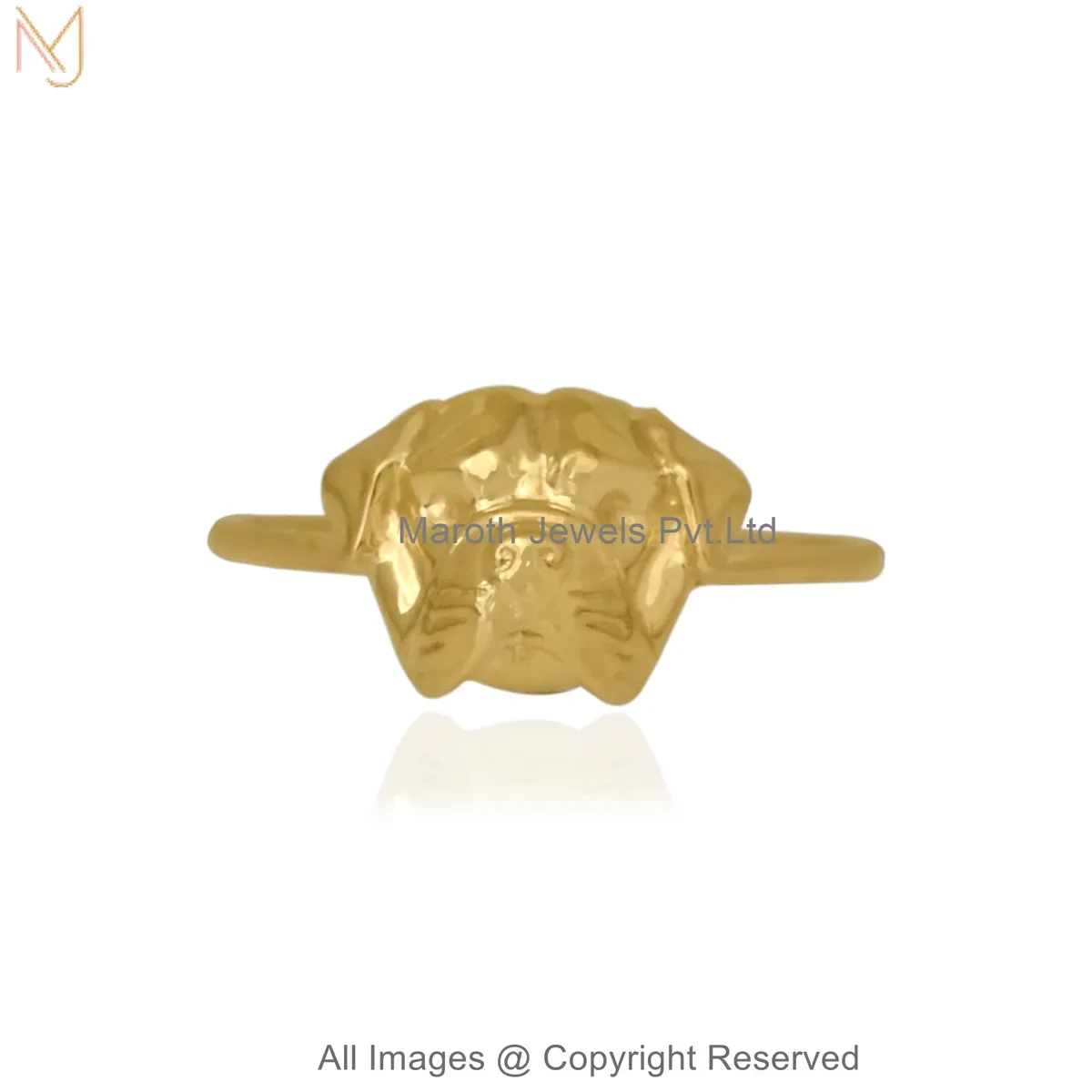 14K Yellow Gold Minimal Bulldog Ring Jewelry Supplier