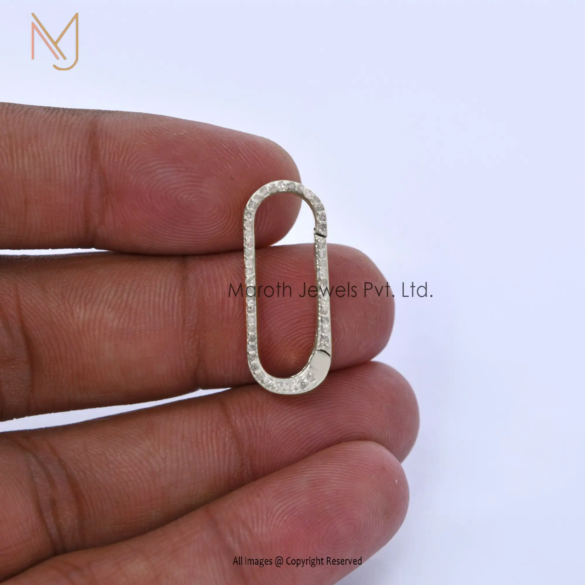 925 Silver Rose Gold Pave Diamond Push Lock Pendant Jewelry manufacturer