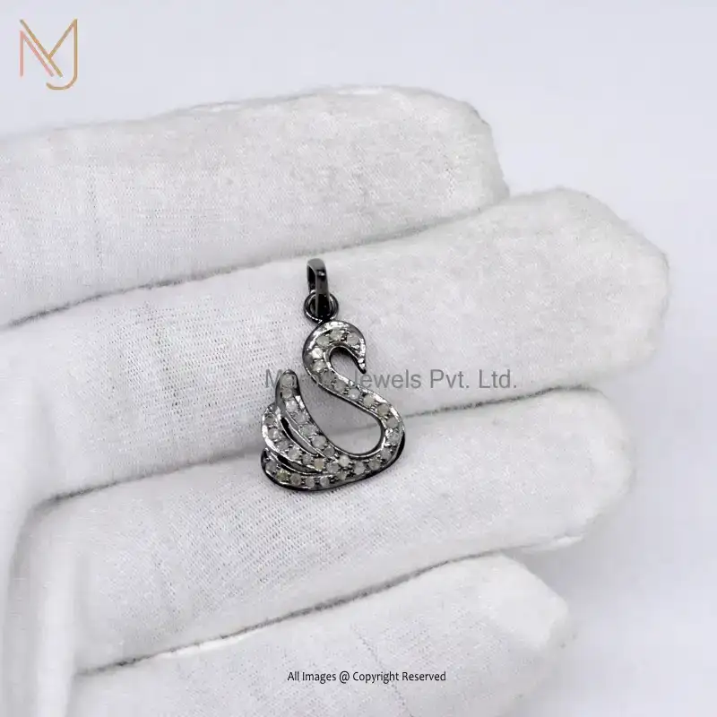 925 Silver Rhodium Plated Pave Diamond Pendant Jewelry Supplier