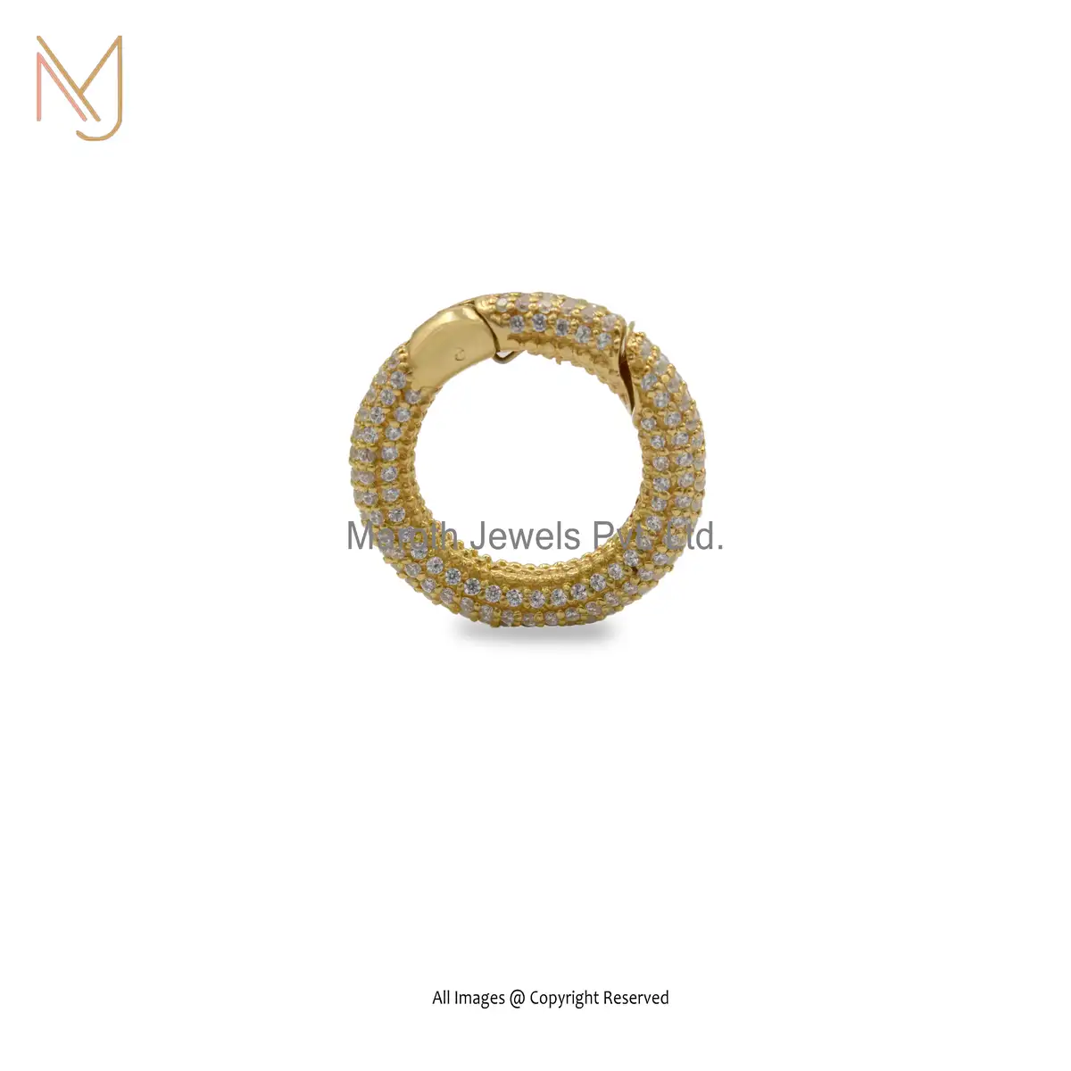 Private Label 14k Yellow Gold Pink Sapphire Round Push Lock