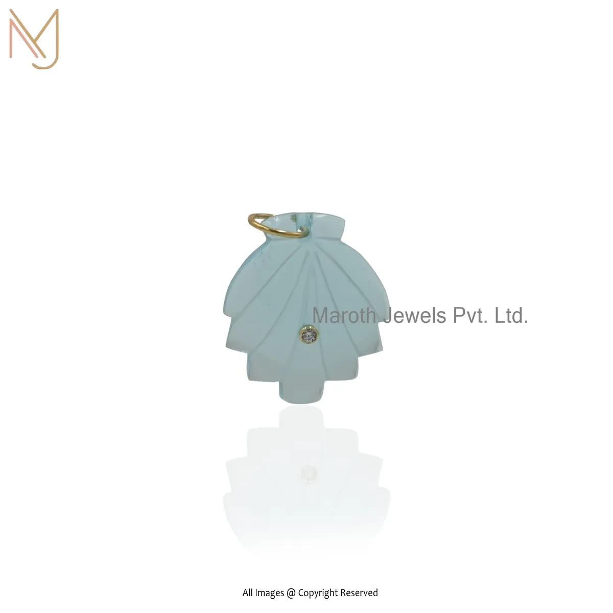 925 Silver Yellow Gold Plated Cubic Zircon & Rose Quartz Gemstone Shell Pendant Manufacturer