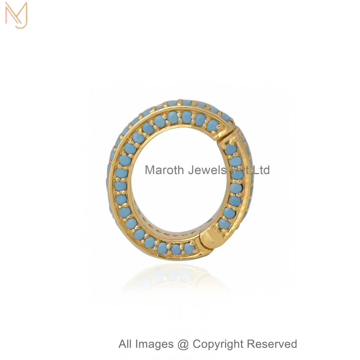 14K Yellow Gold Round Enhancer Charm Holder Custom Jewelry